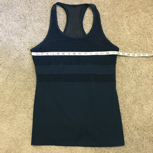 90 Degree By Reflex Dark Blue Turquoise Racerback Mesh Yoga Tank - Picture 10 of 13